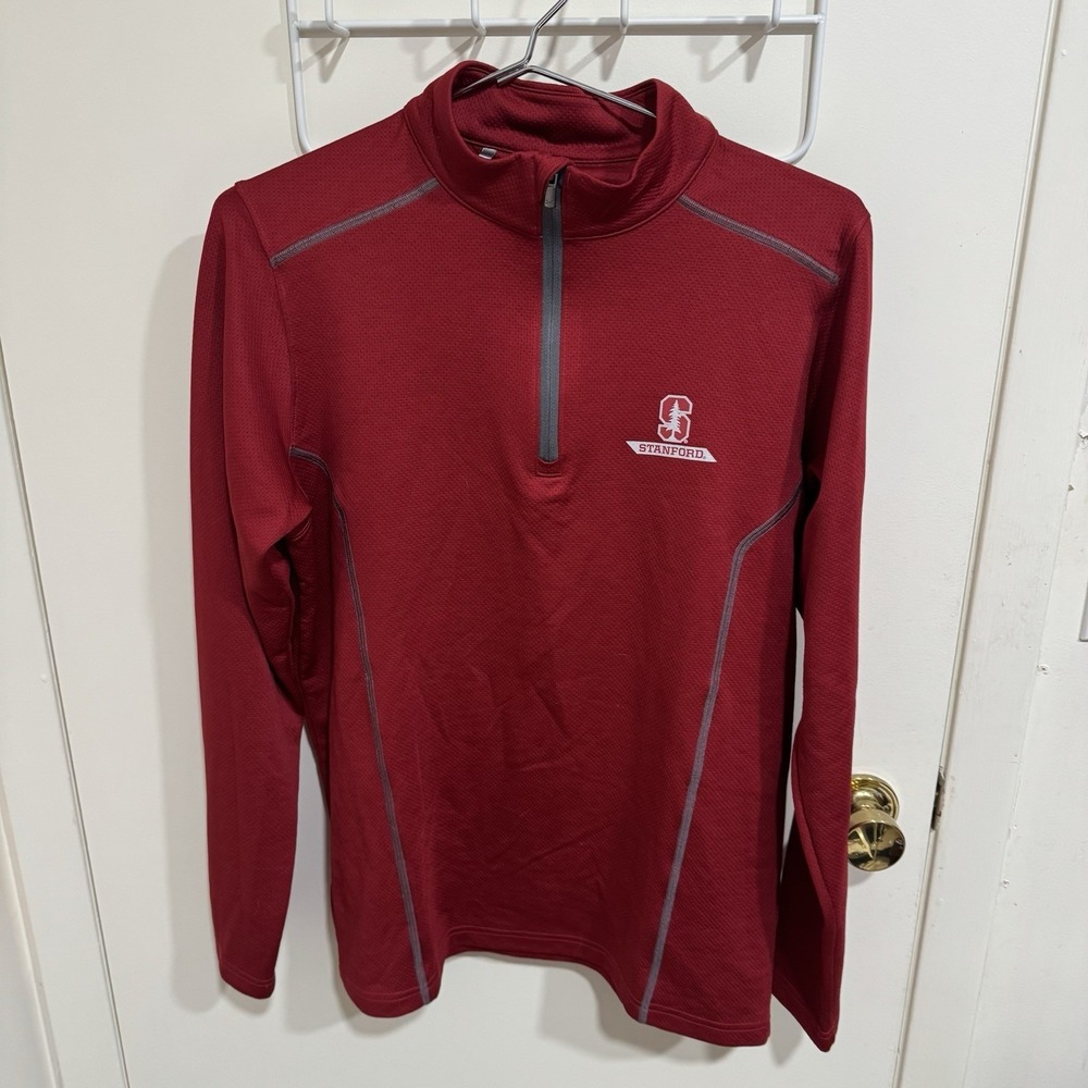 Stanford University Cardinal Under Armour 1/4 Zip Pullover Men Medium Red Loose